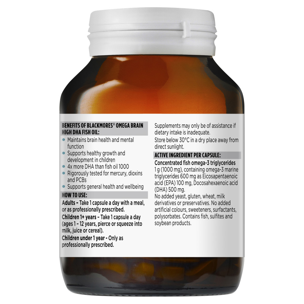 blackmores omega brain high dha fish oil 60c